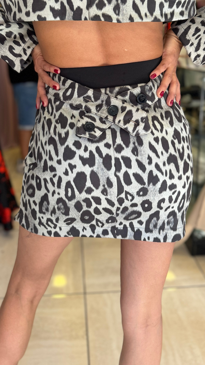 Falda Fiorentina Mini Print Gris