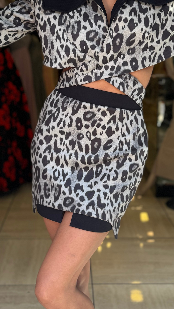 Falda Fiorentina Mini Print Gris