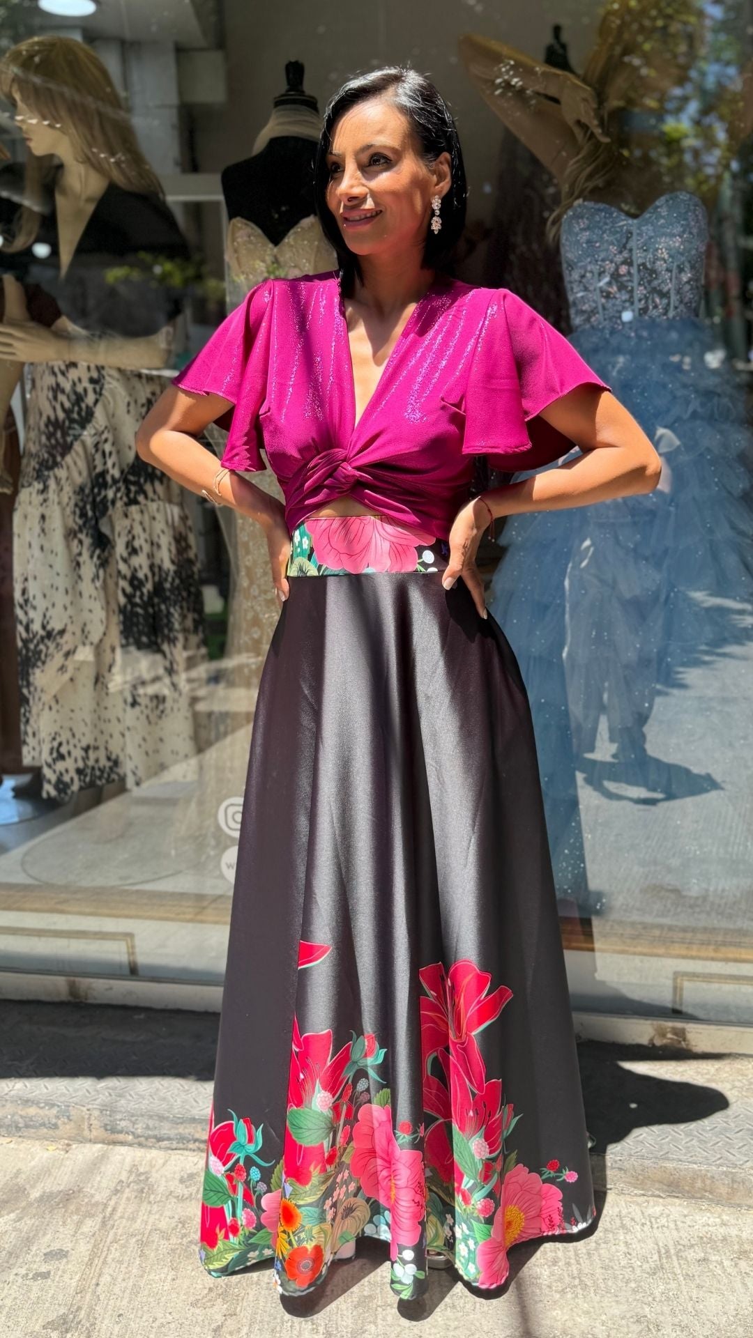 Falda floral print