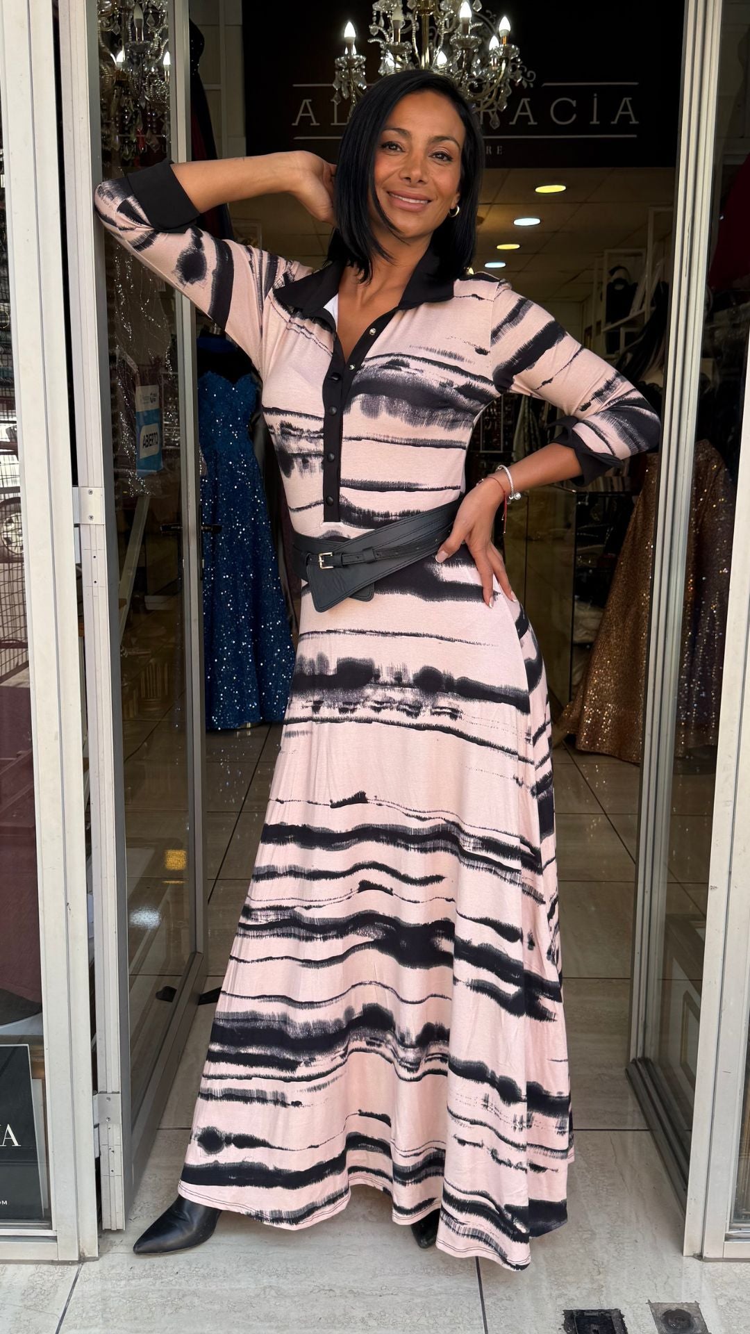 VESTIDO ISA BEIGE PRINT