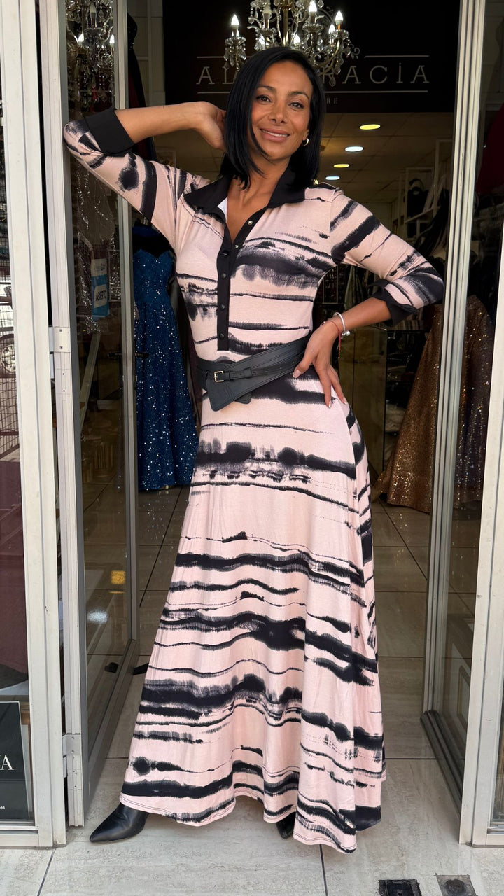 VESTIDO ISA BEIGE PRINT