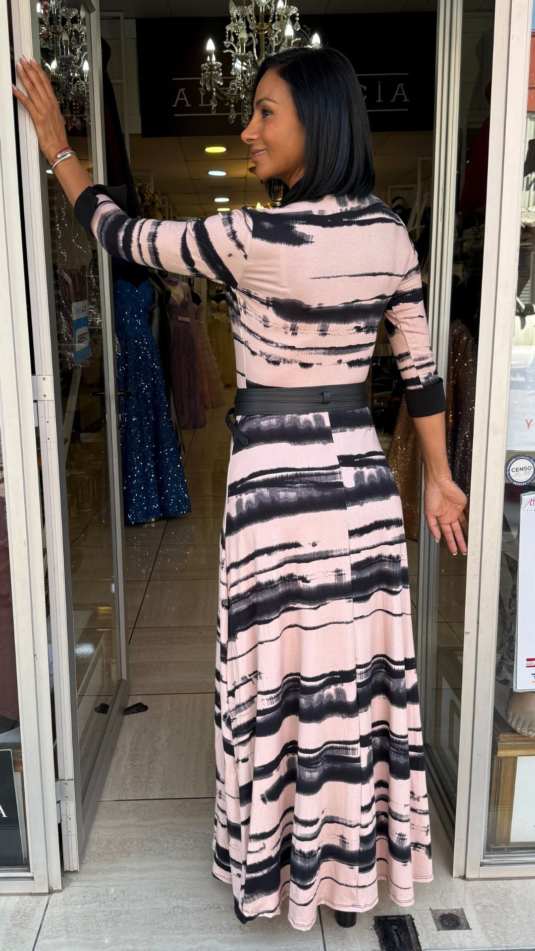 VESTIDO ISA BEIGE PRINT