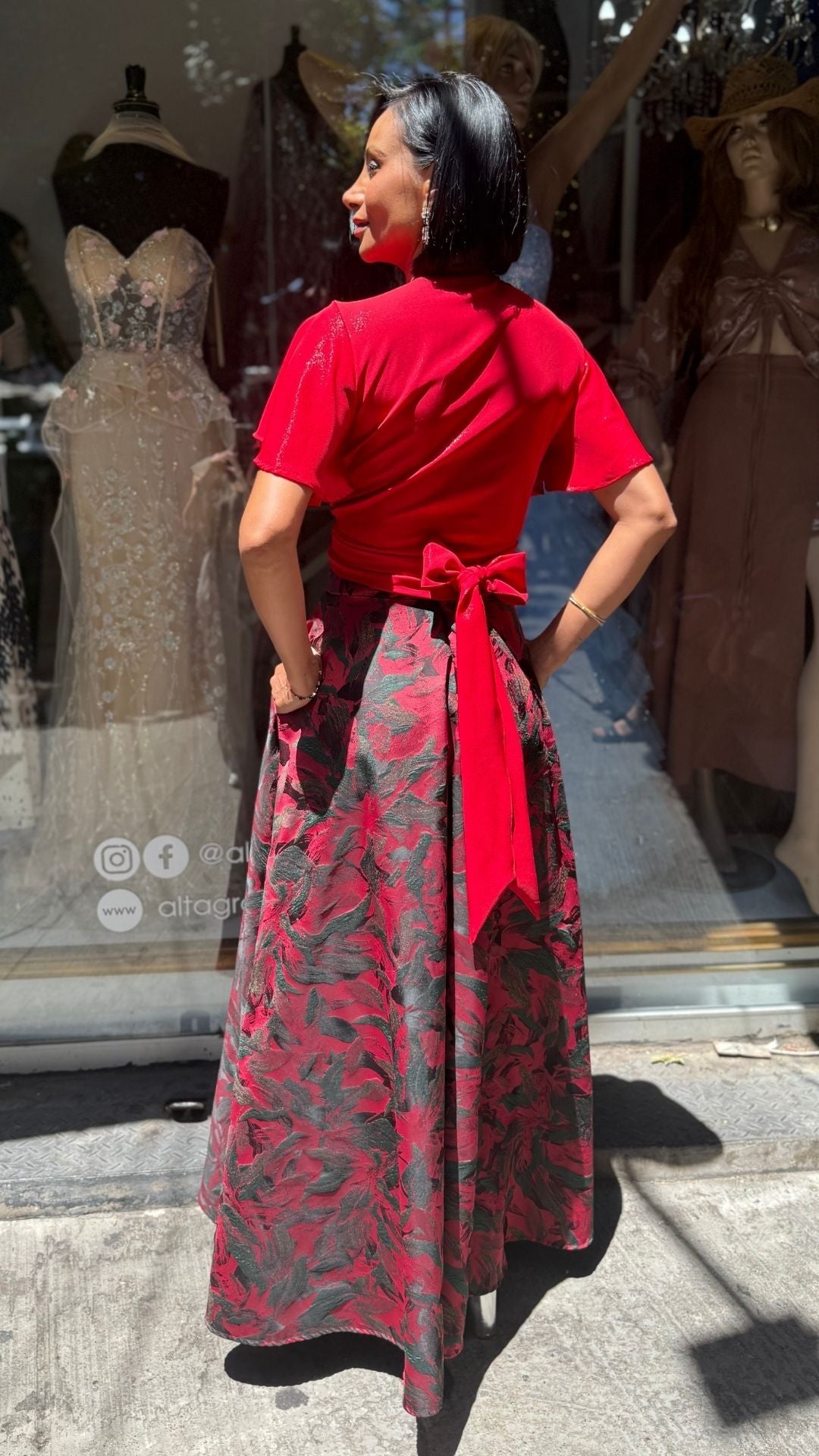 FALDA SARA PRINT ROJO