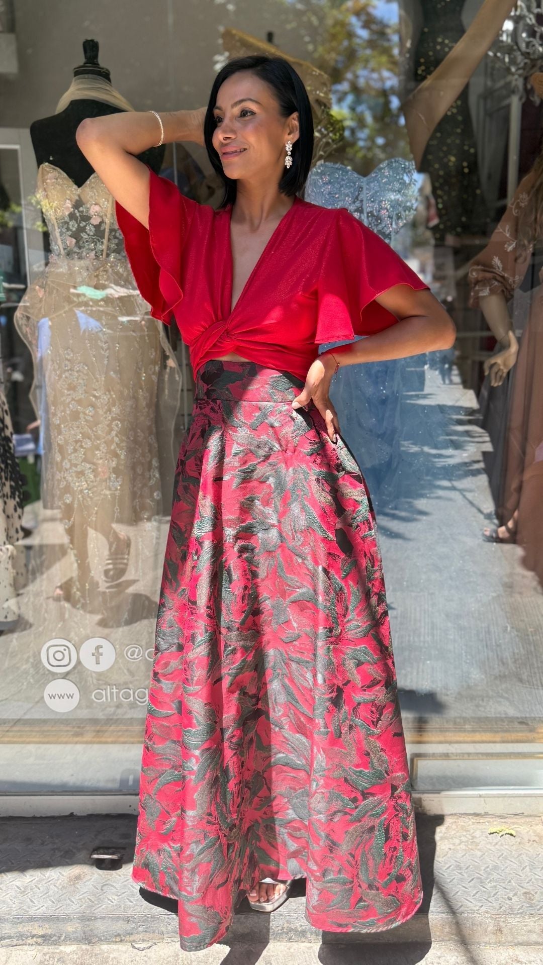 FALDA SARA PRINT ROJO