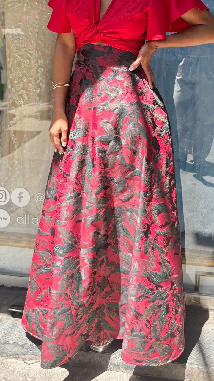 FALDA SARA PRINT ROJO