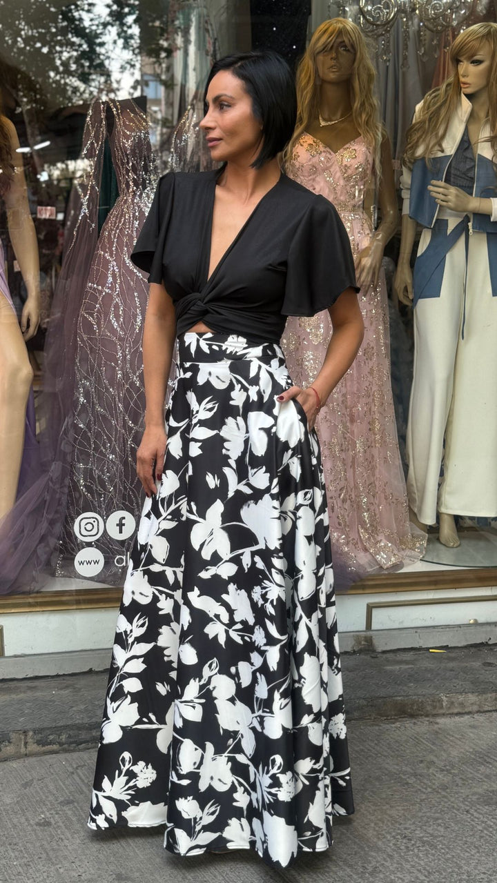 Falda Cloe Negro Print