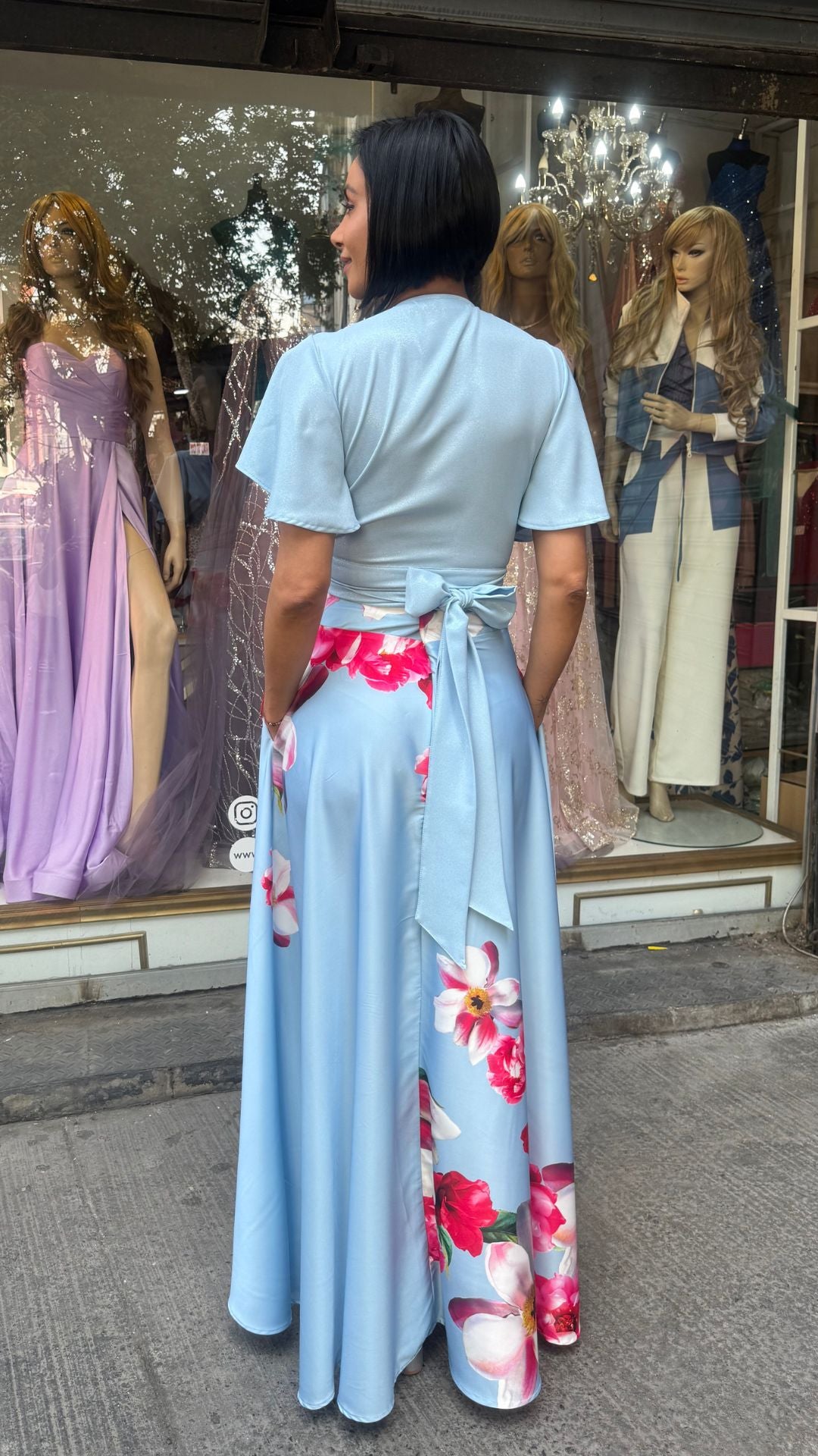 Falda Cloe Celeste Print