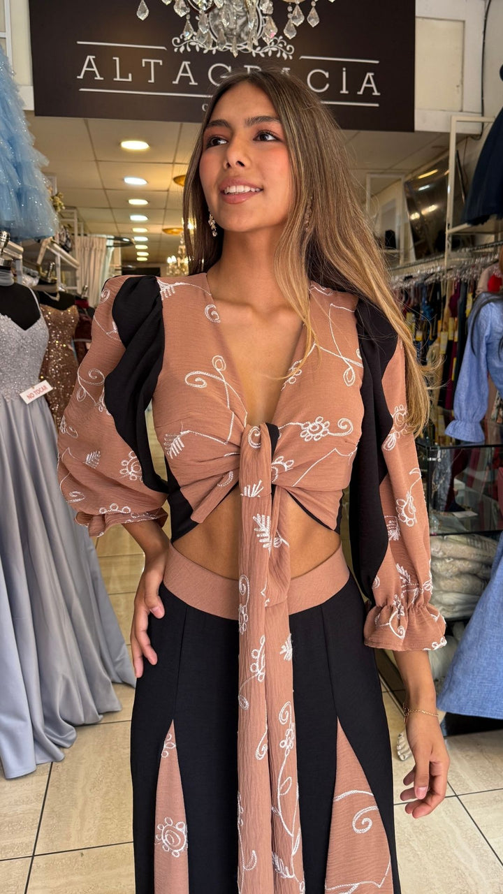 CONJUNTO BELLA NEGRO/CAFE
